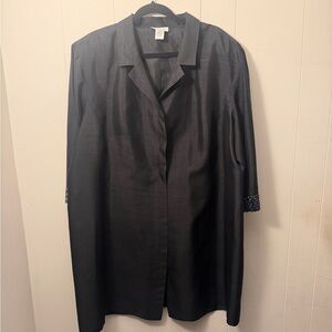 Avenue Black Long Silk Tunic with Subtle Cuff Detail